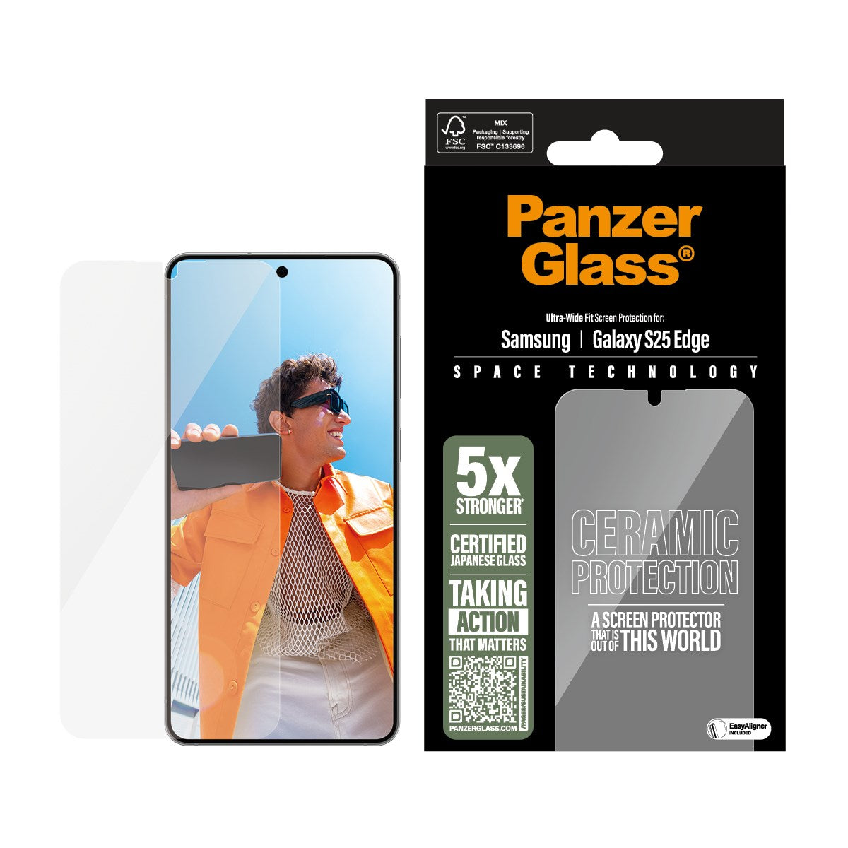 PanzerGlass® Ceramic Screen Protector Samsung S25 Edge | Ultra-Wide Fit